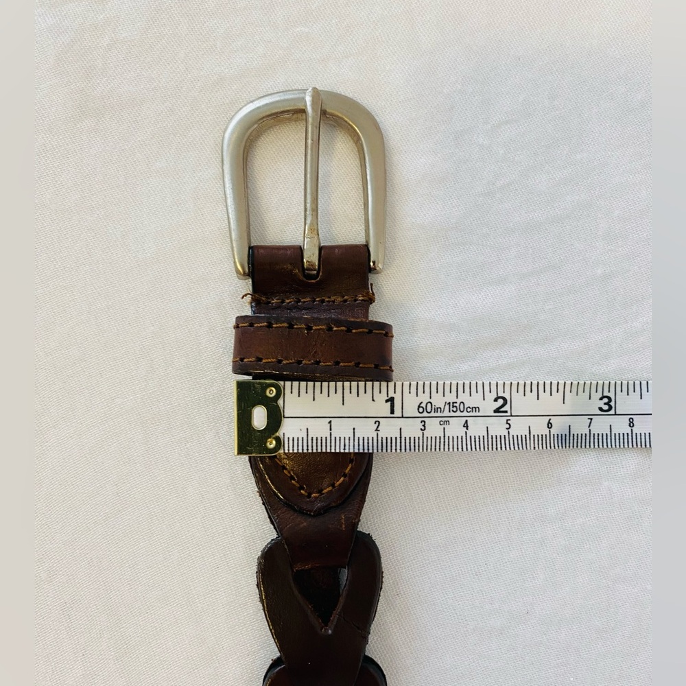 Braided Brown Leather Waist Belt - Small to Medium - Picture 4 of 8